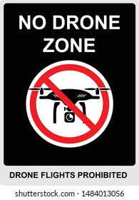 No drone allowed sign. Flights with drone prohibited. No fly drone red sign. Vector illustration