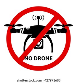 No Drone black and white icon vector Quadrocopter vector  illustration. 