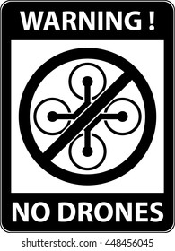 No drone, multicopter prohibited symbol. Not fly zone. Sign indicating the prohibition or rule. Warning and forbidden. Flat design. Vector illustration. Easy to use and edit. EPS10.
