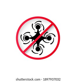 No drone zone icon in black. No quadcopter sign. Uav logo. Vector EPS 10. Isolated on white background.