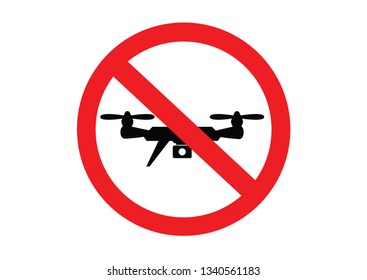 No drone zone sign. No drones icon vector. Flights with drone prohibited. 