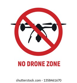 No drone zone sign. No drones icon vector. Flights with drone prohibited. No drone zone sign isolated on white background