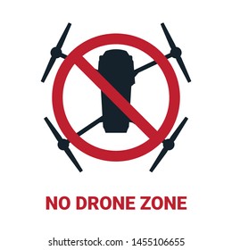 No drone zone sign. Flights with drone prohibited