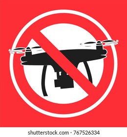 No drone zone sign. No fly zone. Vector flat illustration