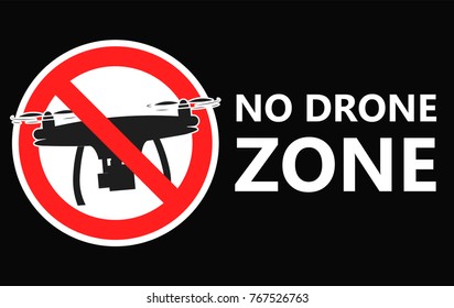 No drone zone sign. No fly zone. Vector flat illustration