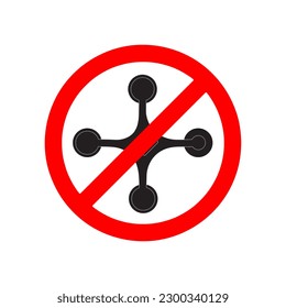 No hay señal de zona de drones. Ilustración de carteles prohibidos sobre fondo blanco..eps