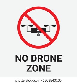 Sin signo de zona de drones, fondo blanco aislado vector