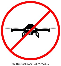 No drone zone symbol. No drones icon. Flights with drone prohibited in this area. Vector illustration EPS 10 File isolated on white background.