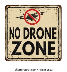 No drone zone vintage rusty metal sign on a white background, vector illustration