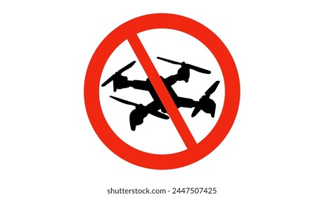 Keine Drohnen erlaubt Schild, schwarz und rot isolierte Silhouette