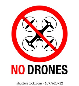 No drones prohibited sign for private forbidden area. Vector illustration