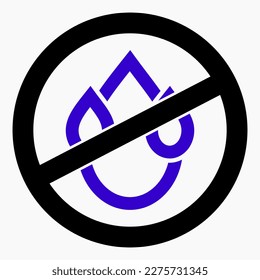 Kein Dropsymbol. Leckschutz. Wasserschutz. Kein Wasser. Vektorsymbol.