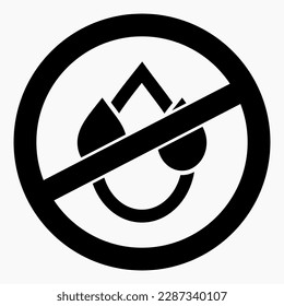 No hay icono de caída. Protección contra fugas. Protección del agua. Sin agua. Icono del vector.