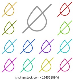 No, drop multi color icon. Simple thin line, outline vector of water icons for ui and ux, website or mobile application