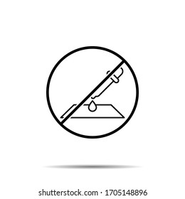No hay icono del cuentagotas. Línea delgada simple, contorno vector de prohibición de biología, prohibición, embargo, interdicción, iconos de prohibición para ui y ux, sitio web o aplicación móvil