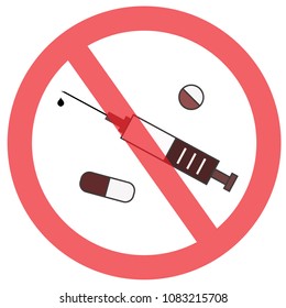 No drug sign icon symbol or No vaccine sign symbol icon design with illustration