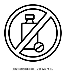 No Drug Vector Line Icon Design