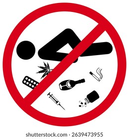 No Drugs or Alcohol Sign Forbidden Symbol