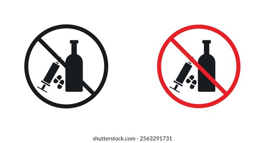 No drugs or alcohol sign pack for app and website ui designs.