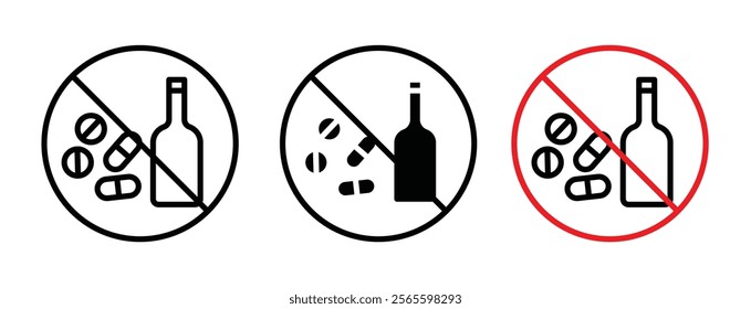 No drugs or alcohol sign vector in black and red colors