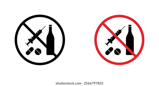 No drugs or alcohol sign vector pack for apps and web UI designs