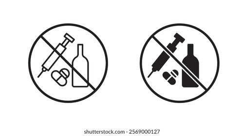 No drugs or alcohol sign vector set vector graphics designs