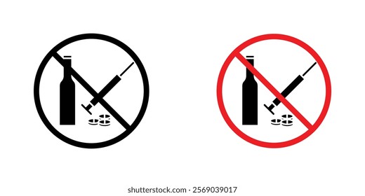 No drugs or alcohol sign vector graphic pack