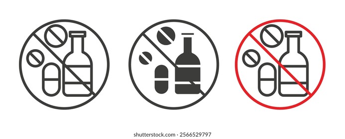 No drugs or alcohol signs collection for website design, app, UI design.