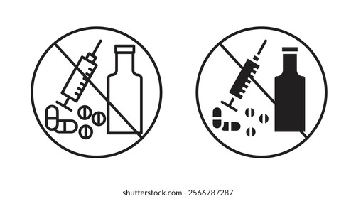 No drugs or alcohol signs vector illustration pack