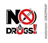 No drugs allowed sign. Vector placard on transparent background