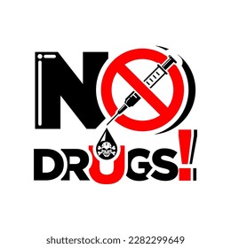 No drugs allowed sign. Vector placard on transparent background