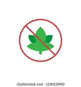 No drugs flat icon, vector sign, colorful pictogram isolated on white. No Marijuana symbol, logo illustration. Flat style design