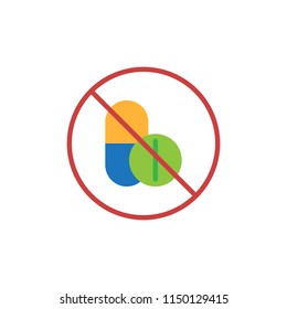 No drugs flat icon, vector sign, colorful pictogram isolated on white. Prohibition sign symbol, logo illustration. Flat style design