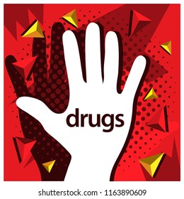 No drugs with hand Vector Icon Illustration.