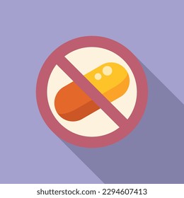 No drugs icon flat vector. Bacteria drug. Antibiotic disease