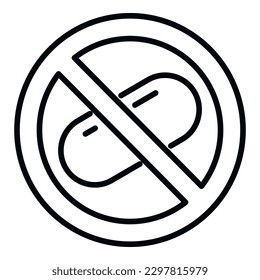 No drugs icon outline vector. Bacteria drug. Antibiotic disease