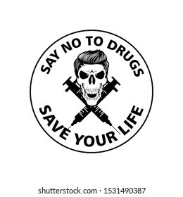 No drugs icon vector sign and symbol isolated on white background, No drugs logo concept