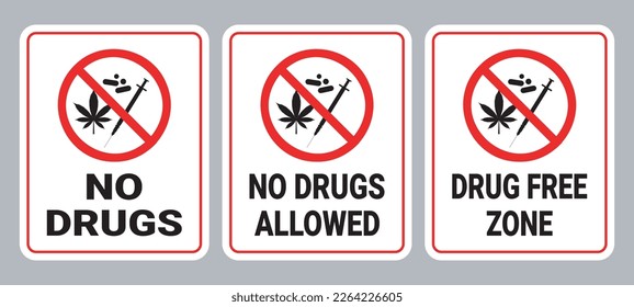 No Drugs Sign Collection Vector