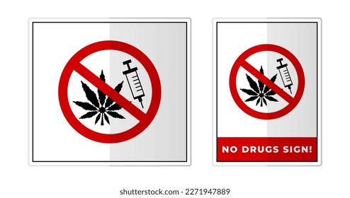 No drugs Sign Label Symbol Icon Vector Illustration