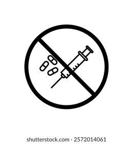 No drugs sign vector in black colors