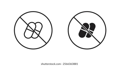 No drugs sign vector in line stroke and flat versions