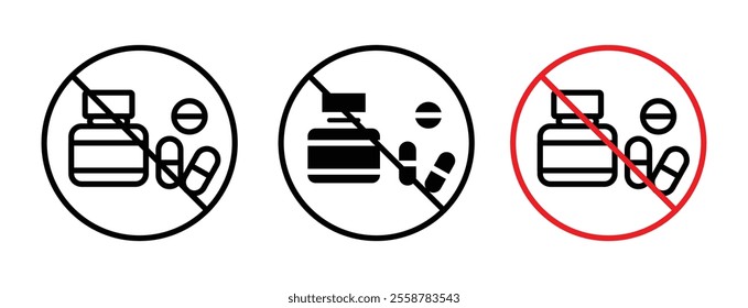 No drugs sign vector set