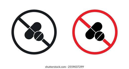 No drugs sign vectors in black and colored version