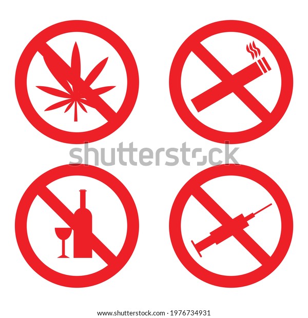 No Drugs Signs Icons Vector Illustration Stock Vector (Royalty Free ...