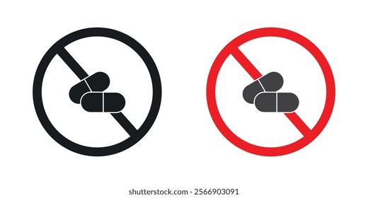 No drugs signs set in black and colored