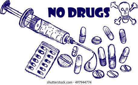 No Drugs Sketch Stock Vector (Royalty Free) 497944774 | Shutterstock