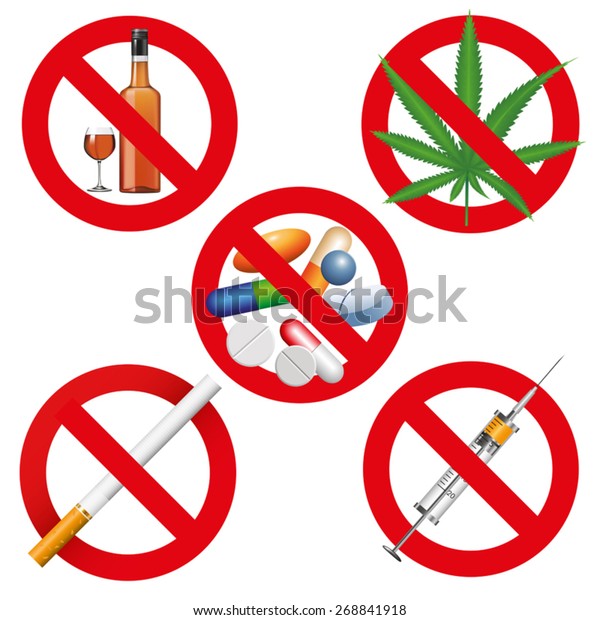 Vector De Stock Libre De Regalias Sobre No Hay Drogas Tabaco Ni Signos