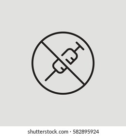 No Drugs Syringe Restricted Outline Vector Icon