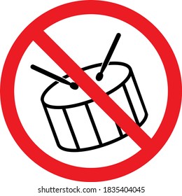 No drums sign vector graphics design. It indicates musical instruments not allowed to use.
