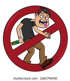 no drunk sign cartoon vector.isolated on white background